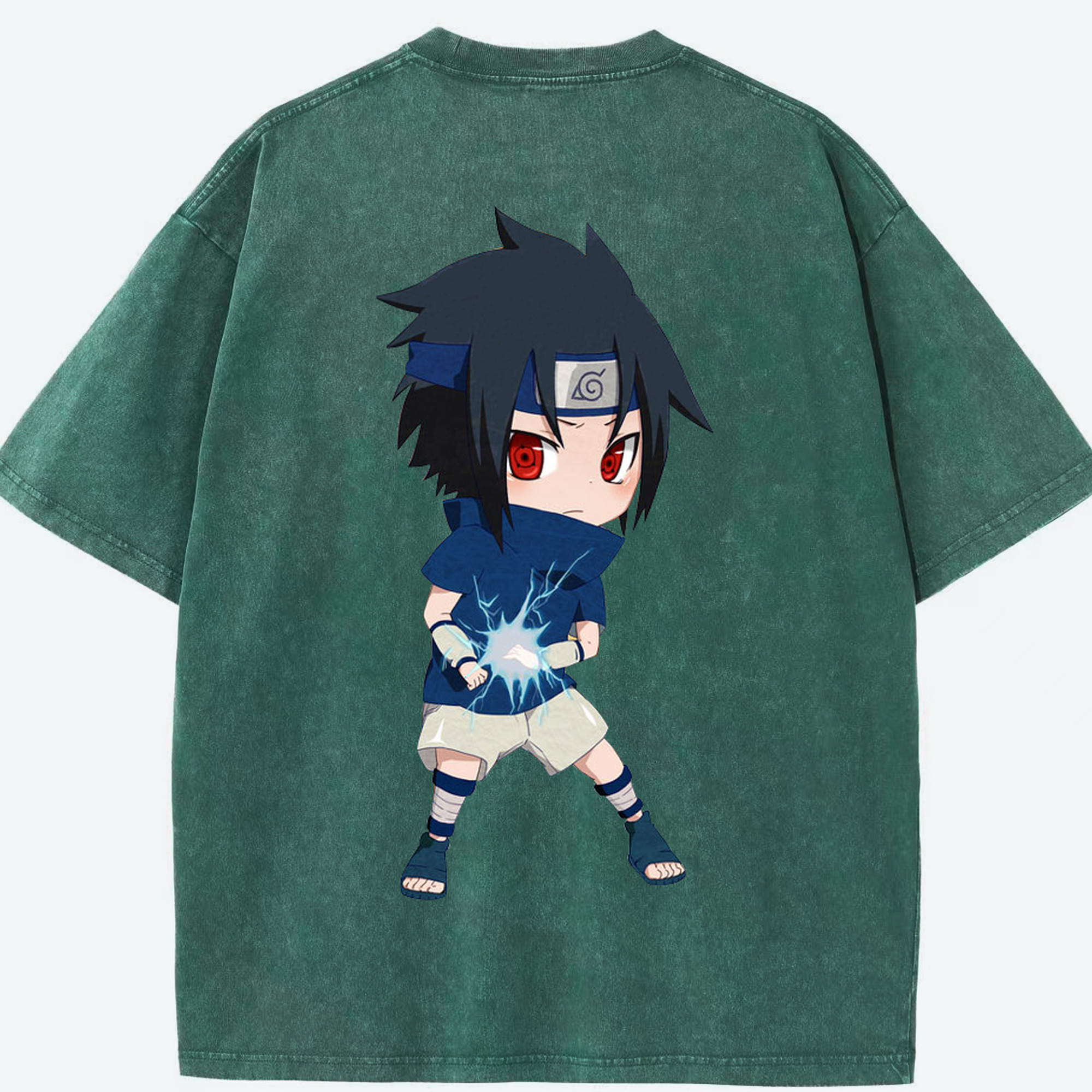 （画像用） NARUTO -ナルト- うちは サスケ Uchiha Sasuke 綿100% ヴィンテージ風 半袖Tシャツ（背面プリント）